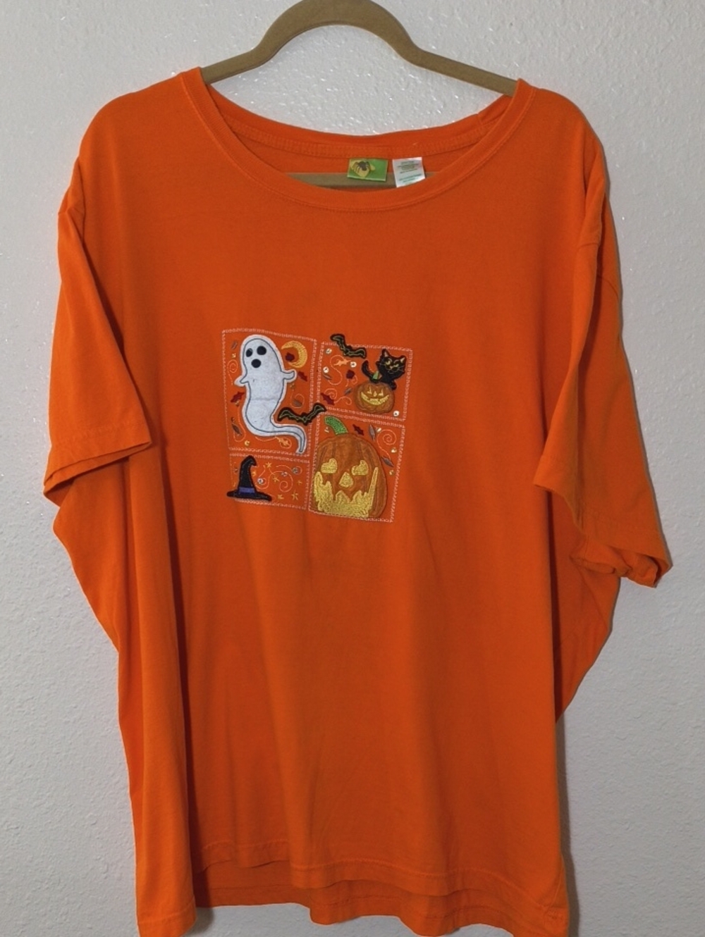 Orange Embroidered Halloween T-shirt